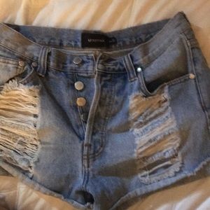 MinkPink denim slasher shorts